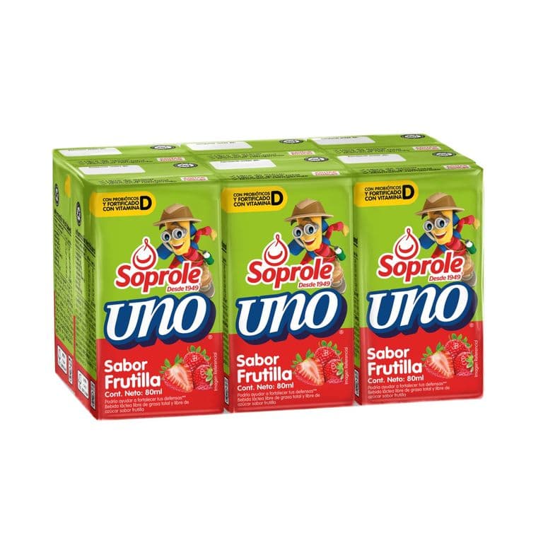 Probiotico Uno Frutilla con Bombilla 6 X 80 ML
