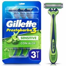 Maquina de Afeitar Prestobarba3 Sensitive con Aloe Gillette 3 un