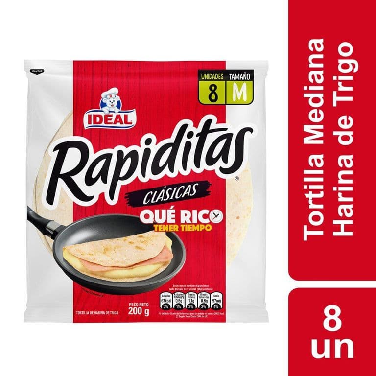 Tortillas Rapiditas Clasicas Tamano M 8 Un