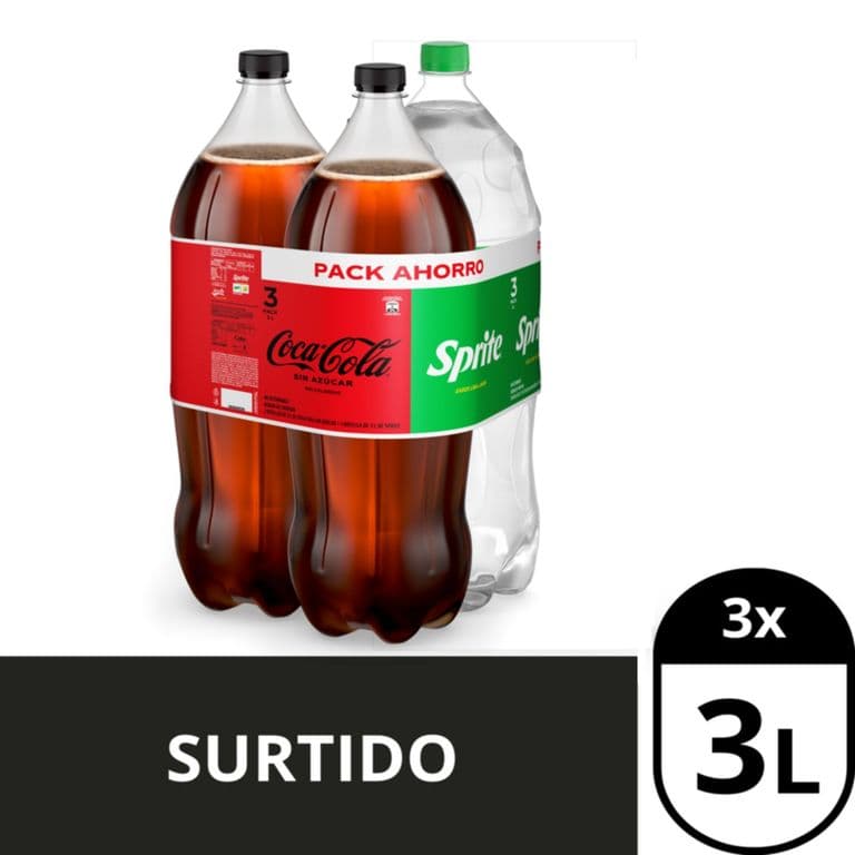 Pack Coca Cola Zero Azucar + Sprite 3 x 3 L 3 X 3 LT