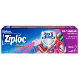 Bolsas Medianas Slider Ziploc para Organizar 20 un