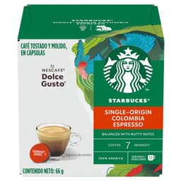 Capsulas de Cafe Starbucks Dolce Gusto Espresso Colombia 12 Un 66 GR