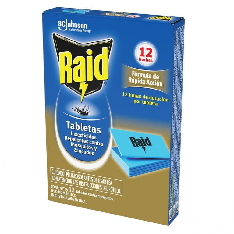 Tabletas de Repuesto Insecticida Raid contra Mosquitos Tabletas 12 Un