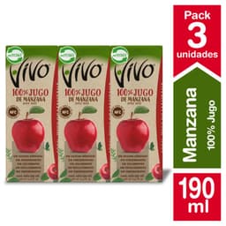 Pack Jugo 100% Fruta Manzana 3 X 190 ML