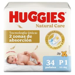 Panales Desechables Premium Huggies Natural Care P Mas Suave 34 Un