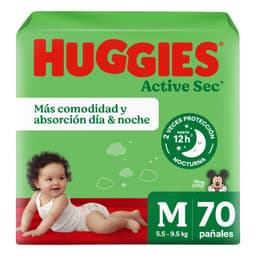 Panales Desechables Huggies Active Sec M 70 Un