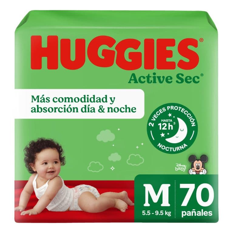 Panales Desechables Huggies Active Sec M 70 Un