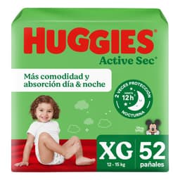 Panales Desechables Huggies Active Sec XG 52 Un