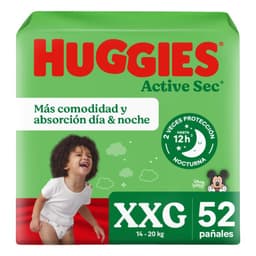 Panales Desechables Huggies Active Sec XXG 52 Un