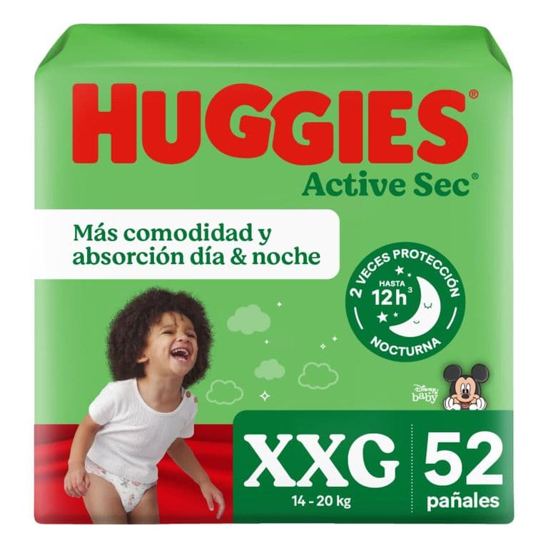Panales Desechables Huggies Active Sec XXG 52 Un