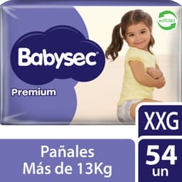 Panales Desechables Premium Talla XXG Babysec 54 un