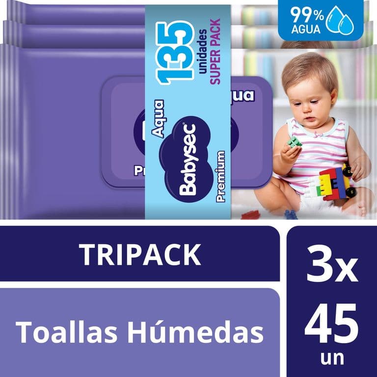 Toallitas Humedas premium 3 x 45 un