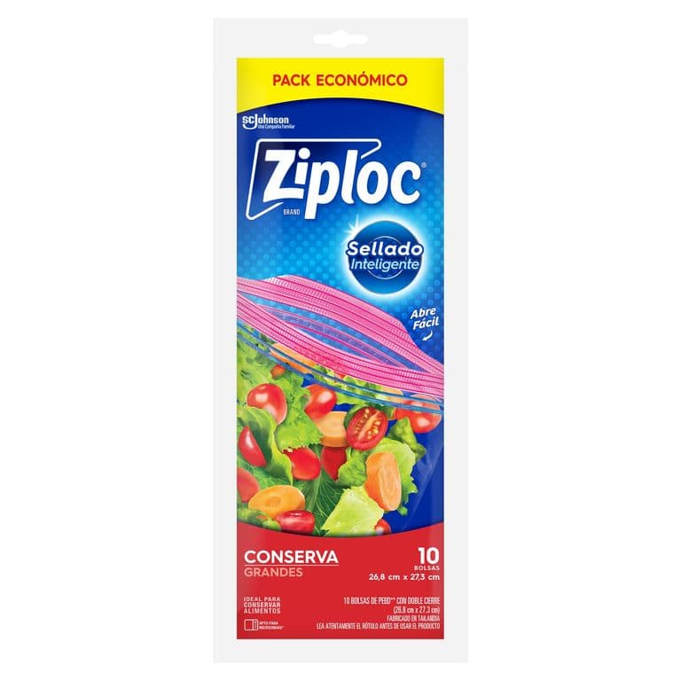 Bolsas Grande Doble Cierre Ziploc para Conservar 10 Un