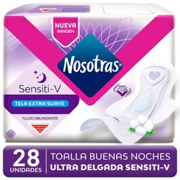 Toalla Femenina Sensiti-V Buenas Noches Ultra Invisible Nosotras 28 Un