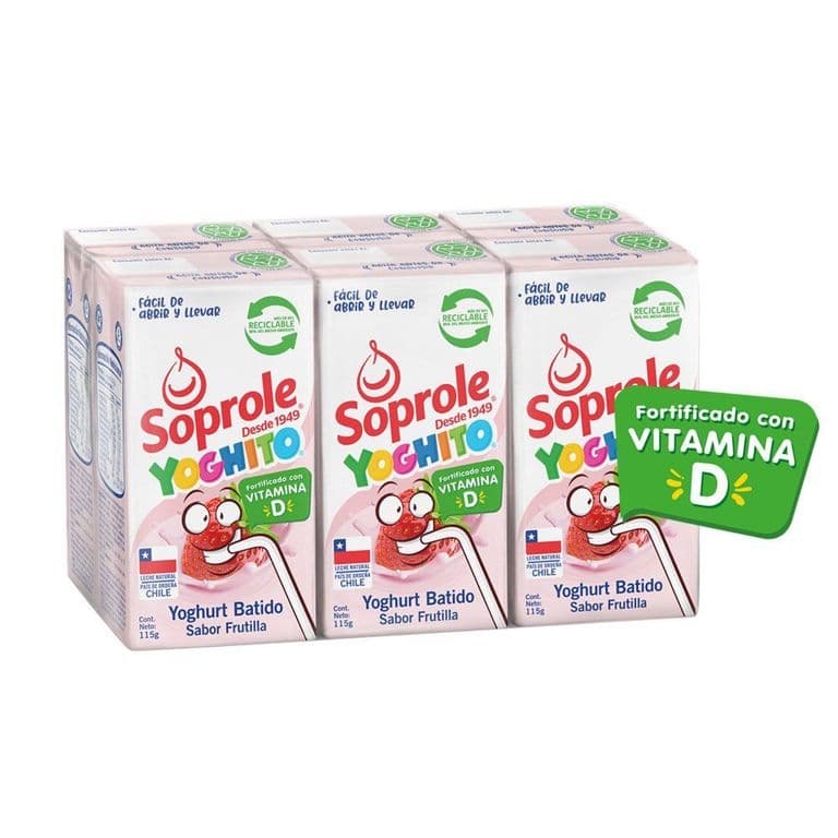 Pack Yoghurt Yoghito Sabor Frutilla Soprole 6 x 115 gr