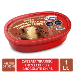 Helado Tiramisu, Tres Leches y Choco Chips 1 LT