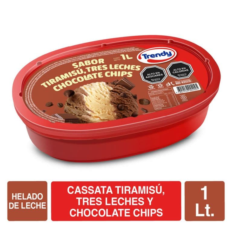 Helado Tiramisu, Tres Leches y Choco Chips 1 LT