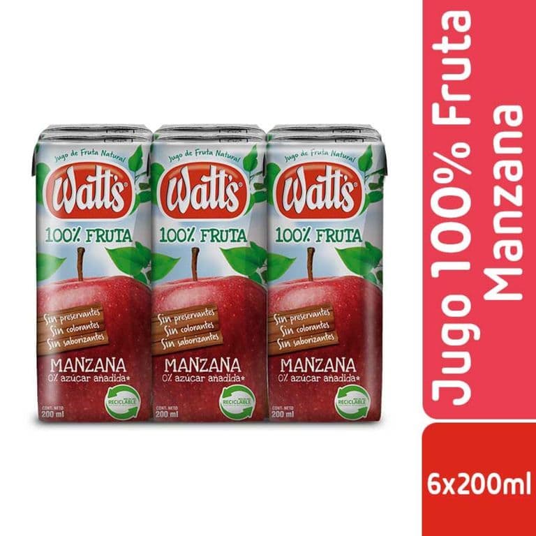 Jugo 100% Manzana 6 X 200 ML