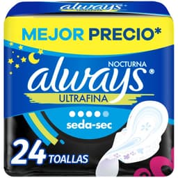 Toallas Higienicas Nocturnas Ultrafina Seda-sec Always 24 un