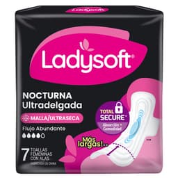 Toallas Higienicas Nocturna Ultradelgadas Tela Malla Ladysoft 7 un