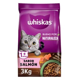 Alimento Seco para Gatos Whiskas Sabor Salmon Bueno por Naturaleza 3 Kg