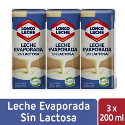 Pack Leche Evaporada Sin Lactosa Loncoleche 3 x 200 ml PACK 3 X 200 ML