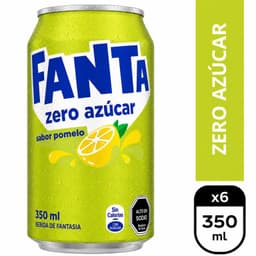 Pack Bebida Fanta Pomelo Zero Azucar Lata 6 x 350 ml