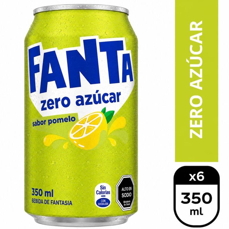 Pack Bebida Fanta Pomelo Zero Azucar Lata 6 x 350 ml
