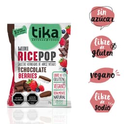 Galleta Mini Rice Pop Sabor Chocolate Berries Tika 22 g