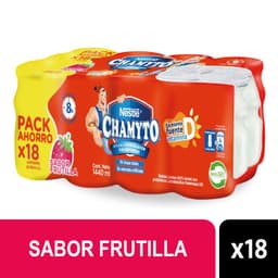 Pack Bebida Lactea Chamyto con Pobioticos Sabor Frutilla 18 X 80 ML