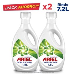 Pack Detergente Liquido ConcentradoDoble Poder Ariel 2x1.8 lt PACK 2X1.8 LT