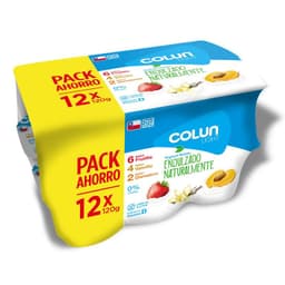 Pack Yoghurt Light Colun Sabor Natural, Frutilla, Vainilla y Damasco 12 x 120 g