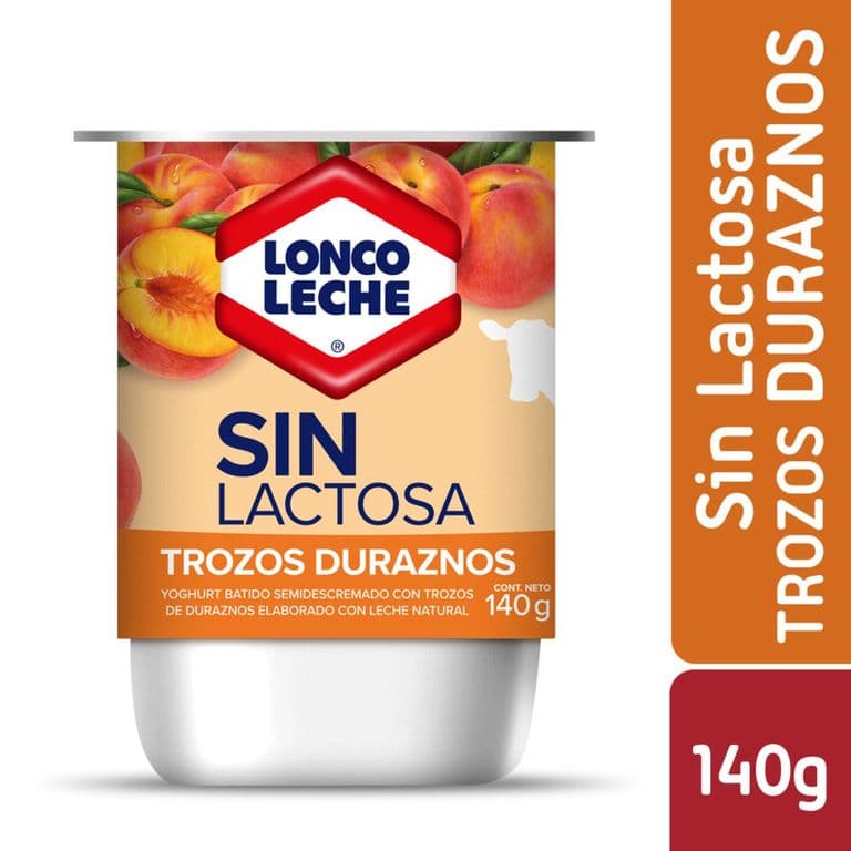 Yoghurt con Trozos de Durazno Sin Lactosa Loncoleche 140 g