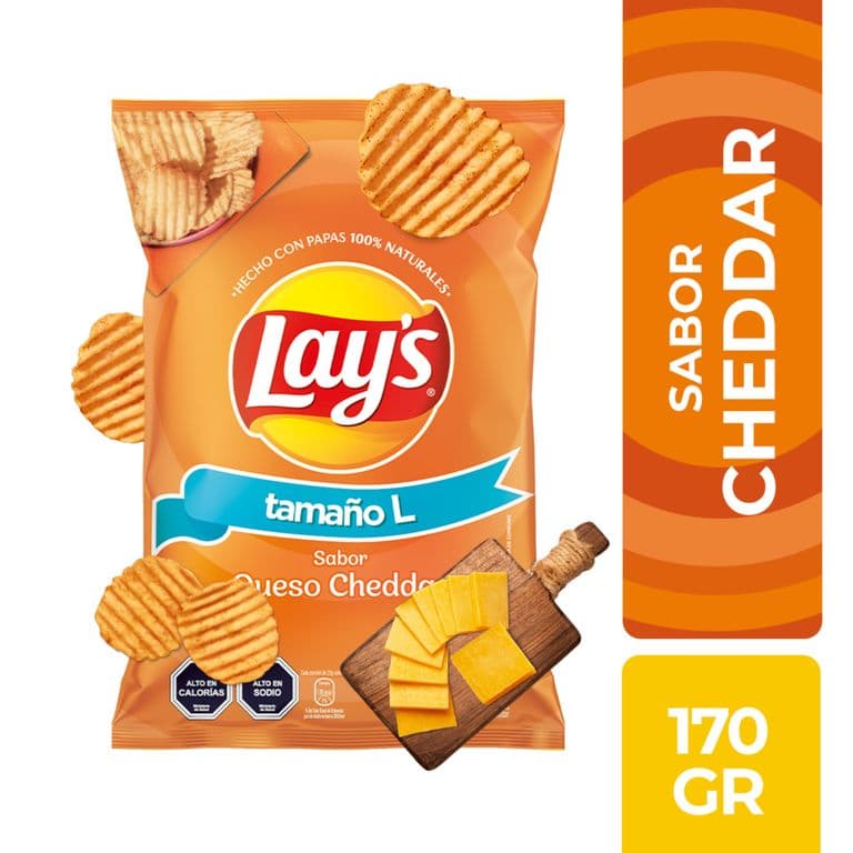 Papas Fritas Lays Sabor Queso Cheddar Evercrips 170 g