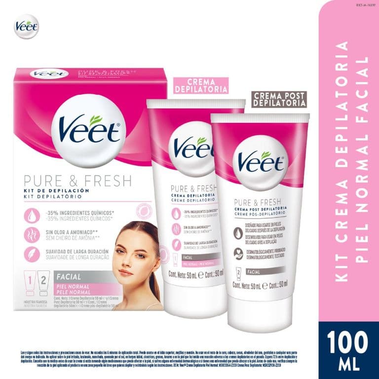 Crema Depilatoria  Veet Kit Facial para Piel Normal 100 ml