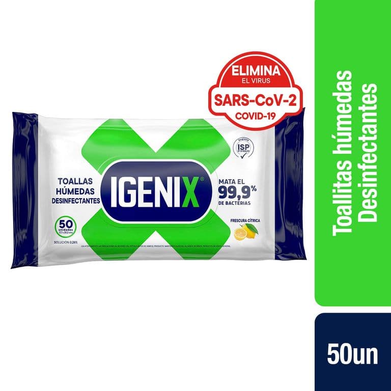 Toallas Humedas Desinfectantes Igenix 50 Un