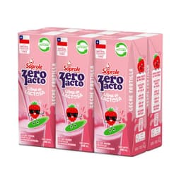 Pack Leche Sabor Frutilla Soprole Zero Lacto 6 x 200 ml