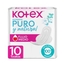 Toallas Higienicas Kotex Puro y Natural 10 Un