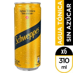 Pack Agua Tonica Sin Azucar Schweppes Lata 6 x 310 ml