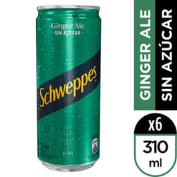 Pack Bebida Ginger Ale Sin Azucar Scheppes Lata 6 x 310 ml