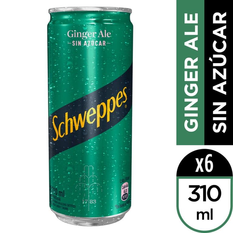 Pack Bebida Ginger Ale Sin Azucar Scheppes Lata 6 x 310 ml