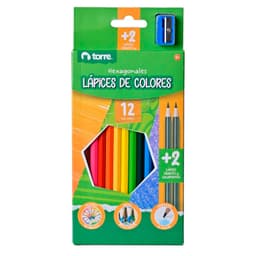 Lapices 12 Col Hexag + 2 Grafitos Torre UN