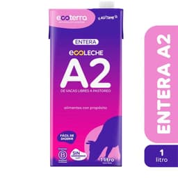 Leche Entera A2 Vacas Libre de Pastoreo Ecoterra 1 L 1 LT