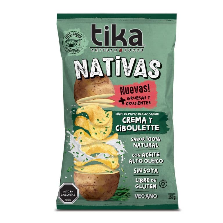 Papas Fritas Nativas Sabor Crema y Ciboulette Tika 150 g