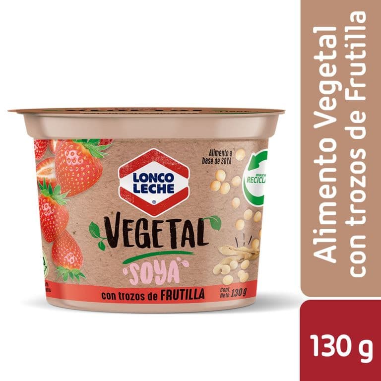 Alimento Vegetal Soya Trozos Frutilla Loncoleche 130 gr