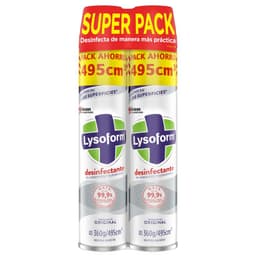 Pack Desinfectante Aerosol de Ambientes Lysoform Original 2 x 495 ml UN