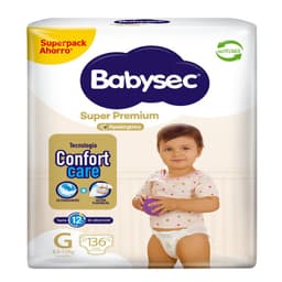 Panales Desechables Super Premium Talla G Babysec 136 un