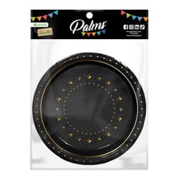Plato Negro Dorado 6 Un.