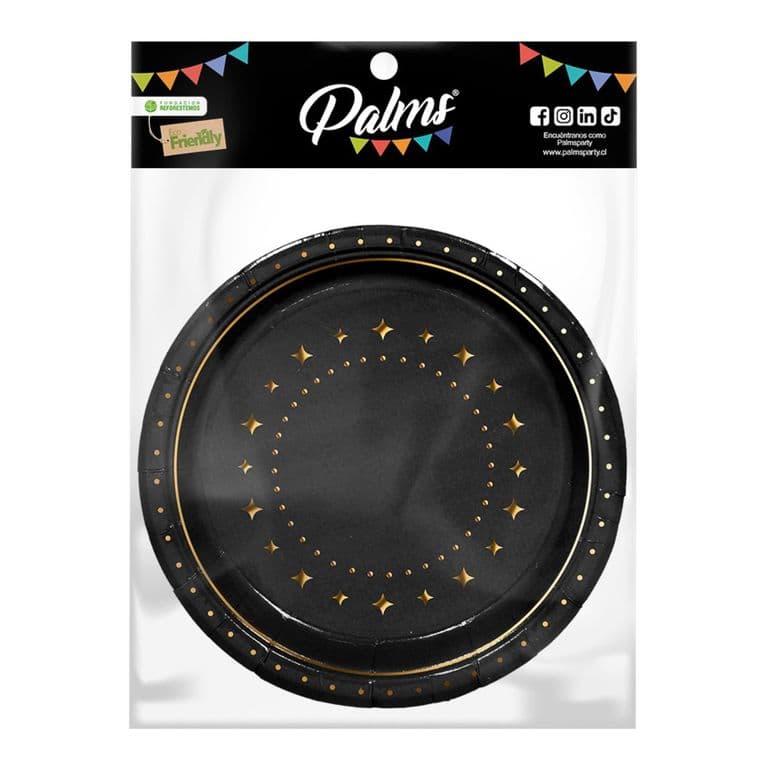 Plato Negro Dorado 6 Un.