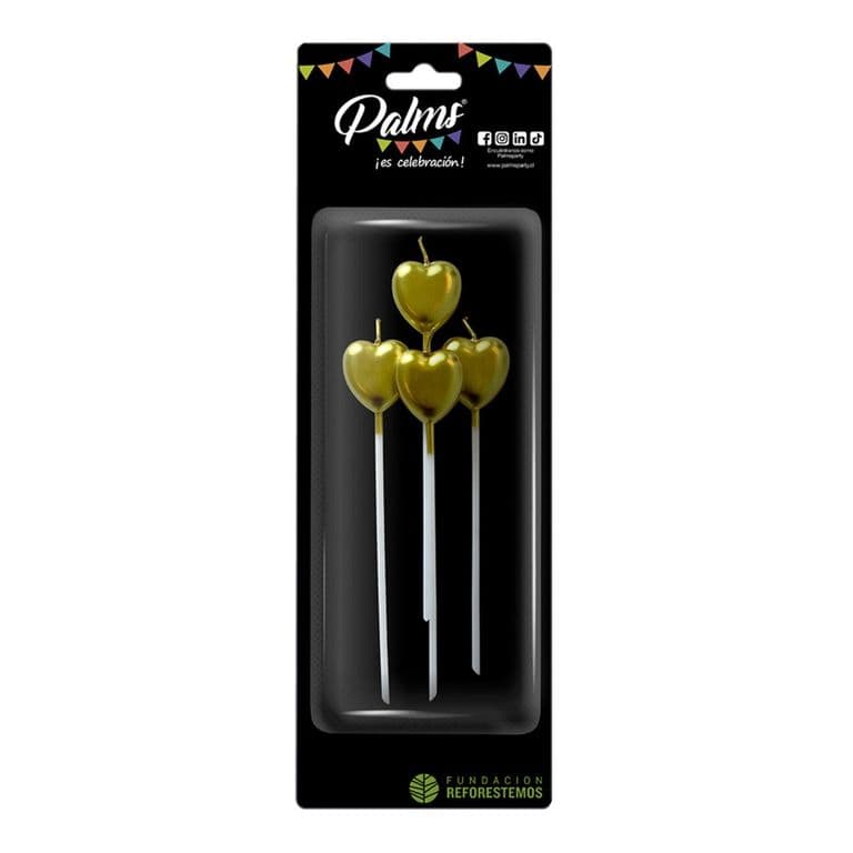 Velas Decorativas Corazones Dorados UN
